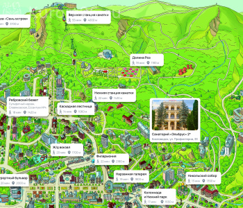Санаторий «Эльбрус» Кисловодск — карта расположения